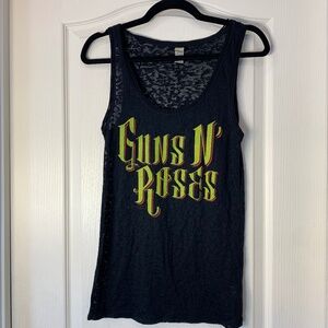 Kavio Guns N’ Roses Burnout Tank Top XL Slim Fit Sheer Rock Graphic Tee Y2K